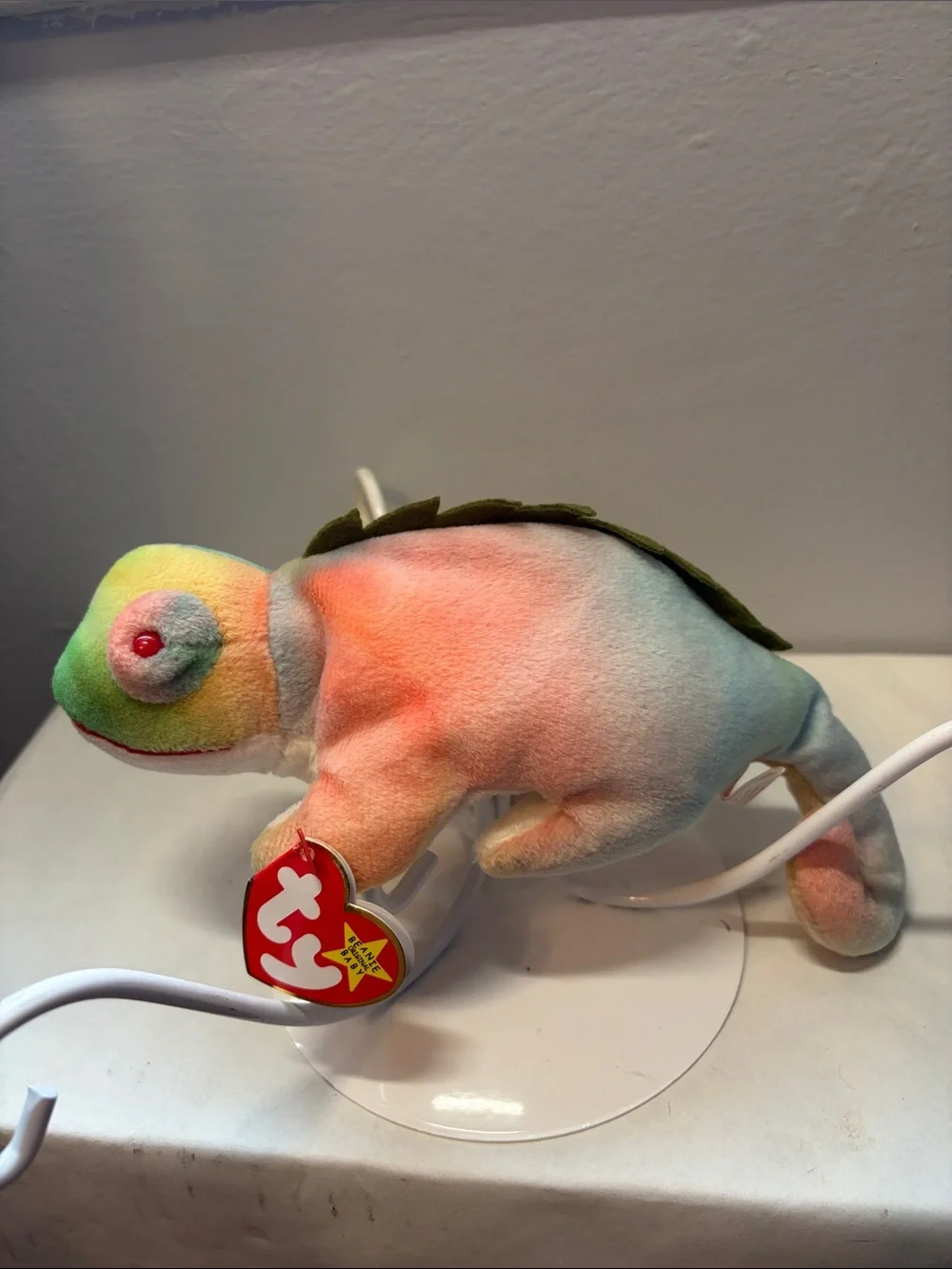 NWT Ty Pastel Iggy the Chameleon Beanie Baby - Green, Pink, Blue, Orange